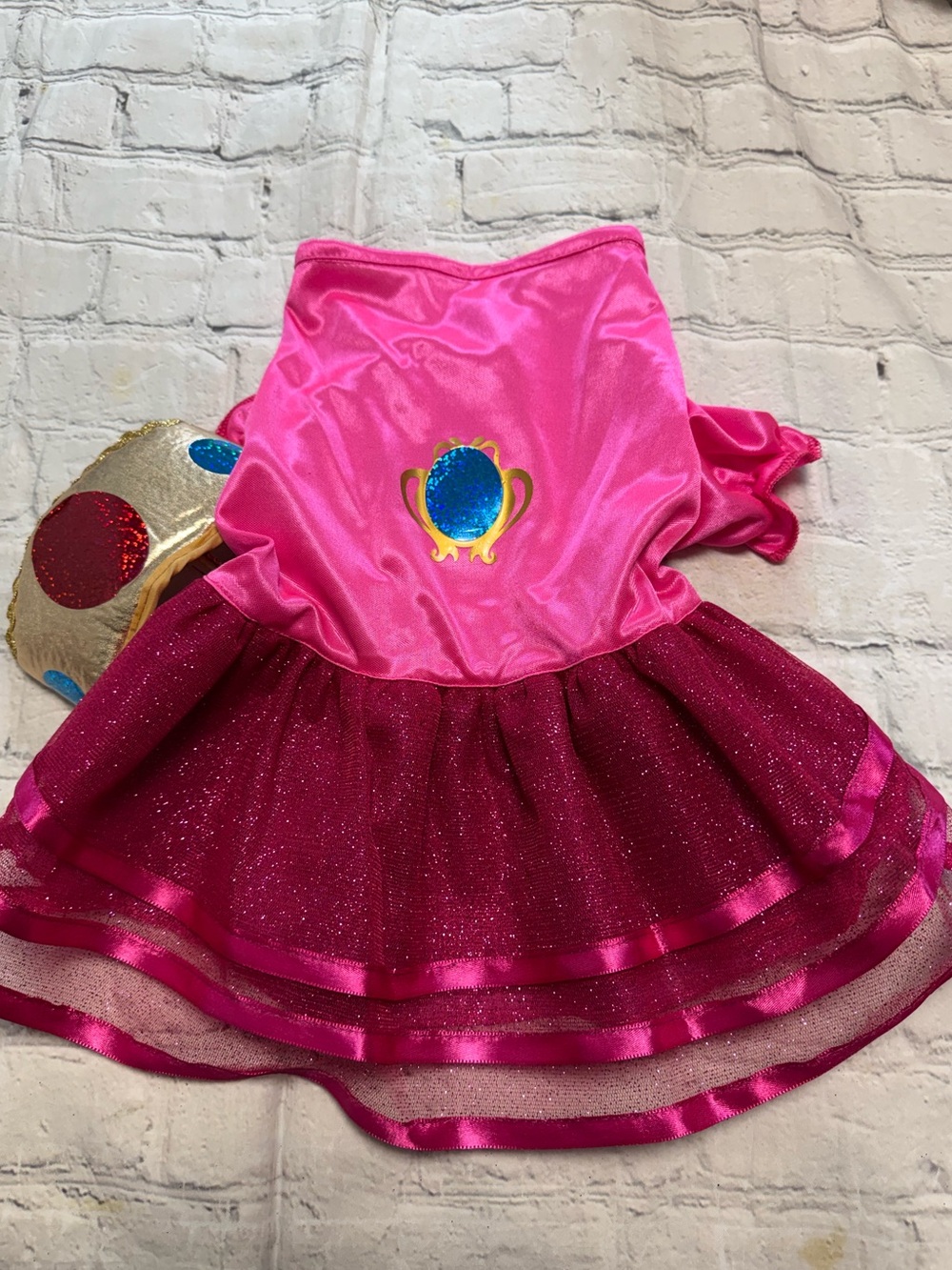Pet Warrior Dog Princess Dress-Up Costume with Crown Accent.